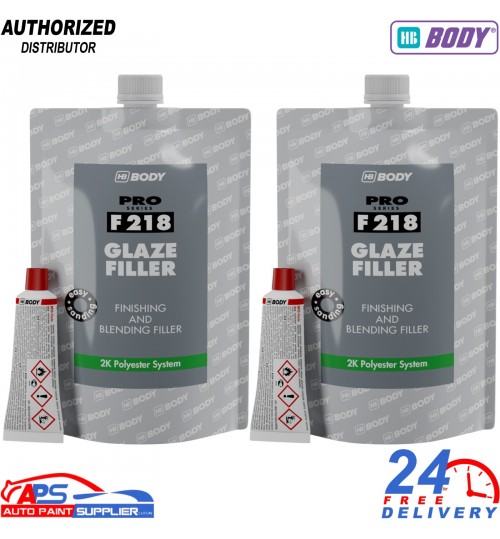 2x HB Body F218 500ml 2K Self-Levelling Body Glaze – Polyester Filler